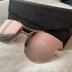 Rose Gold Cleo Nicci Sunglasses Cat Eye Aviator Style Mirrored Sunglasses